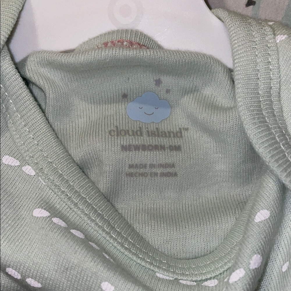 NEW Cloud Island Green and Pink Newborn Baby Onesie Set-Short Sleeve - Picture 2 of 2